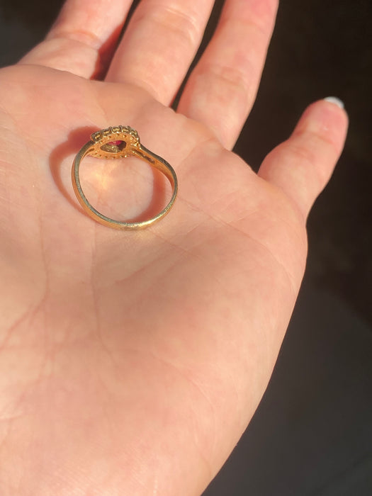 14k garnet diamond ring size 6.5