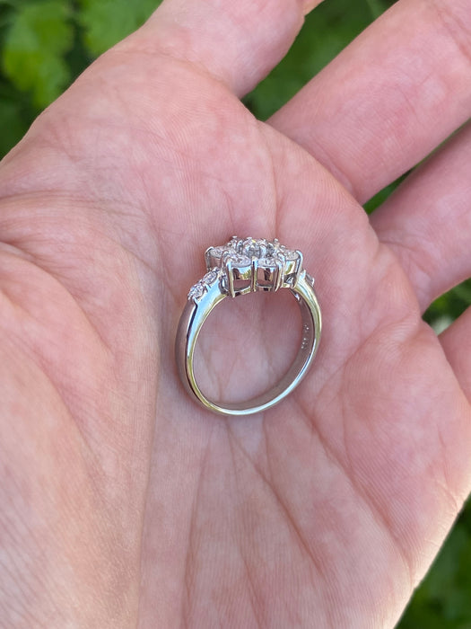Vintage Platinum 900 Diamond Flower Ring – 1.00 TCW Natural Diamonds – Size 5.75