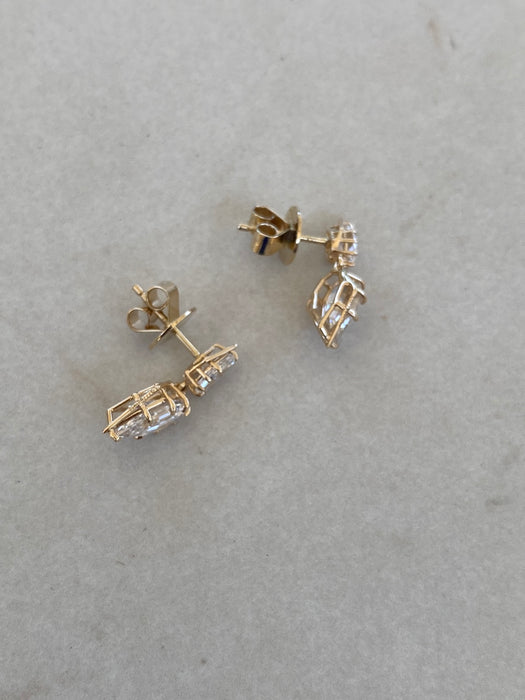 14K Gold Pear Step-Cut 2.7 Carat Lab Diamond Drop Earrings