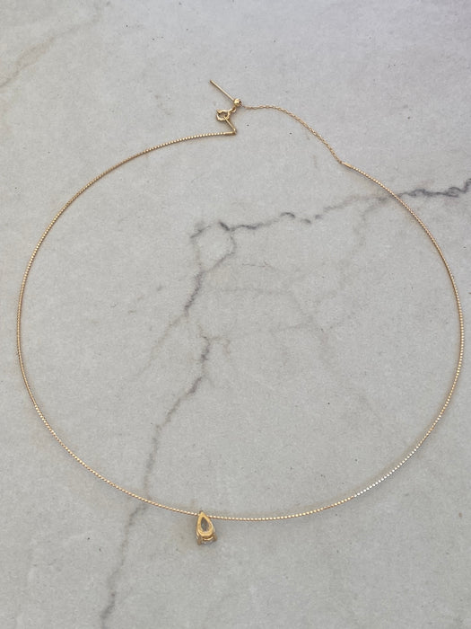 18K Gold Spring Bead Necklace with Removable 1.00 CT Pear Lab Diamond Pendant