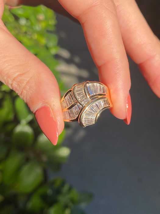 18k diamond baguette ring size 6