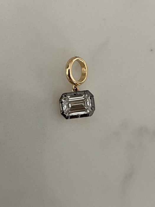 14K Gold East–West Emerald Cut Lab Emerald Charm