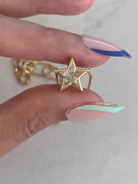 Vintage 18K Kite-Cut Diamond Star Necklace