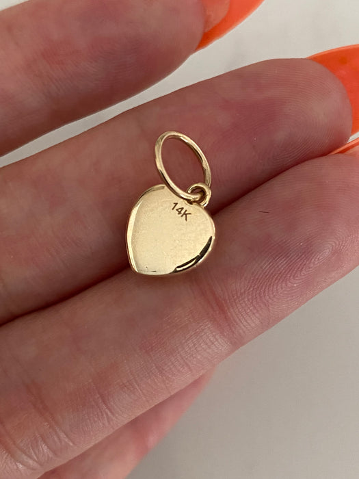 14K Gold Double Bezel Emerald Heart Charm