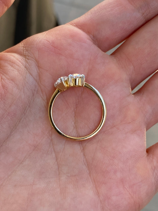 14K Two-Tone Gold 2 Carat Lab Diamond Toi et Moi Ring – Oval & Pear Cut – Size 7