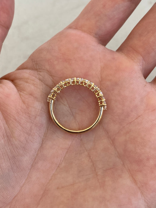 14K Gold Round & Pear Lab Diamond Half Eternity Ring
