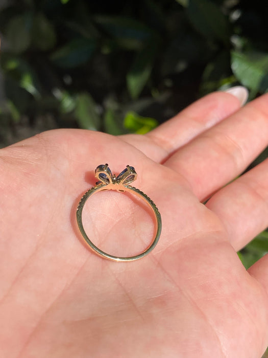 14k blue sapphire diamond butterfly ring size 6.5