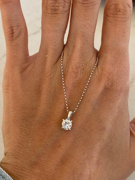 14K White Gold 0.6 TCW Lab Diamond Solitaire Necklace