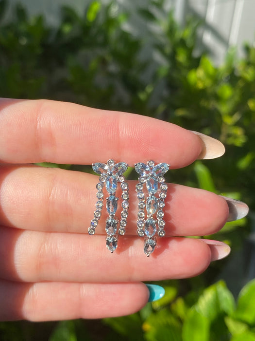 18k white gold aquamarine and diamond earrings