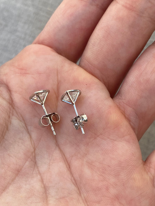 14K White Gold Bezel Set Heart Lab Diamond Stud Earrings – 1.00 CTW