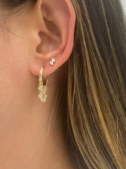 14K Gold 1.40 CTW Lab Diamond Cascading Bezel Huggie Earrings