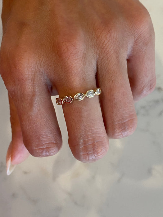 14K Gold Bezel Set Pear Cut Lab Diamond Ring – 0.70 CTW
