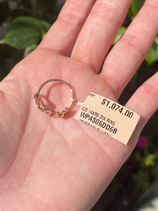 14k rose gold diamond love diamond ring size 5