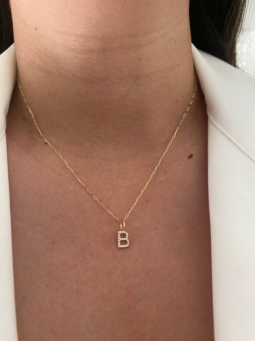 14k diamond letter B initial pendant