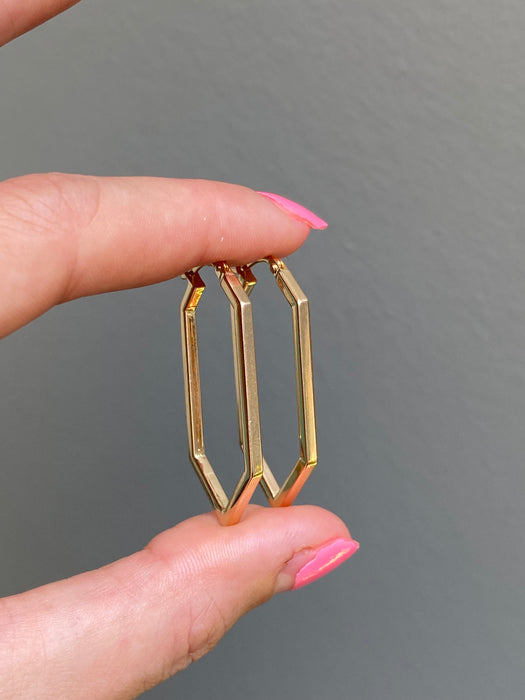 14k pointed geometric hoop earrings