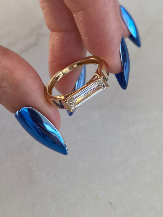 14K 1.15 CTW Baguette Lab Diamond Ring- IGI certified