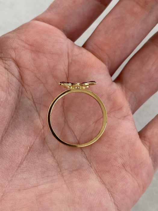 14K Dragonfly Ruby & Diamond Ring