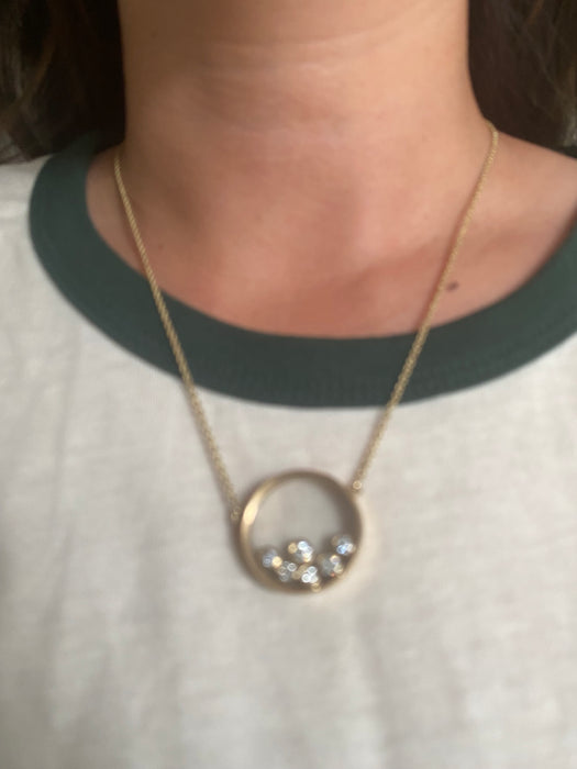 14K Vintage Diamond Glass Shaker Rope Chain Necklace