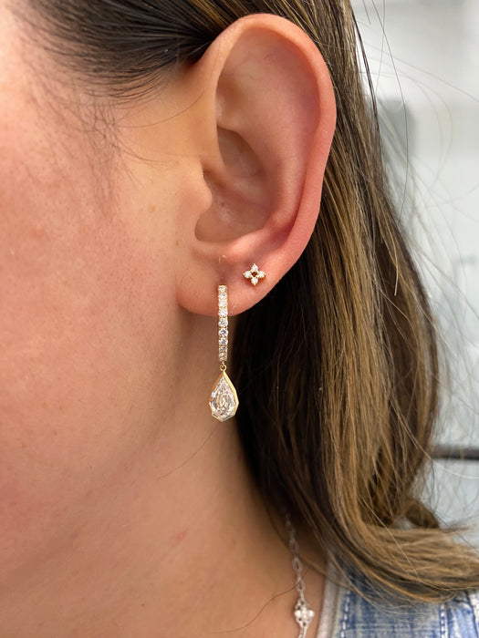 14K Gold Lab Diamond Step-Cut Drop Hoop Earrings – 2.7 TCW