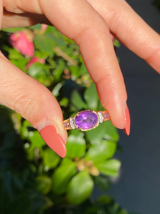 14k amethyst diamond ring size 5.75