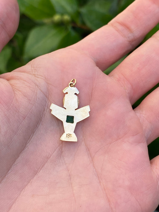 18k emerald Aztec figure charm
