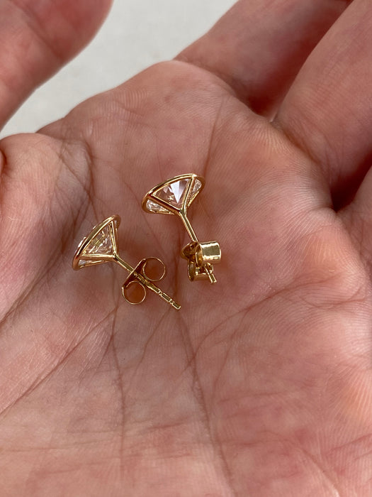 14K Gold 2.1 TCW Oval Cut Lab Diamond Bezel Stud Earrings