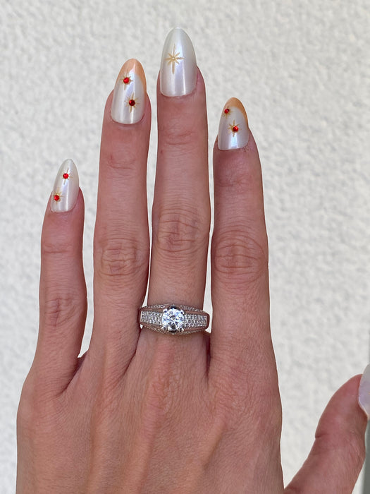 14K White Gold 1.5ct Natural Diamond Ring