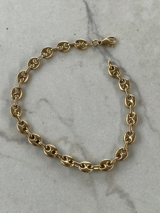 Vintage 14K Yellow Gold Puffy Mariner Link Bracelet – 8”