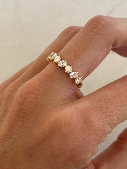 14K Gold Round & Pear Lab Diamond Half Eternity Ring