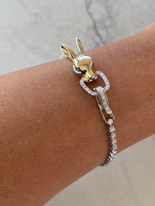 Vintage 18K White Gold Natural Diamond Rabbit Buckle Bracelet – 1.50 TCW