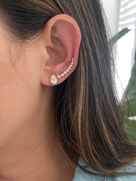 14k diamond single ear climber