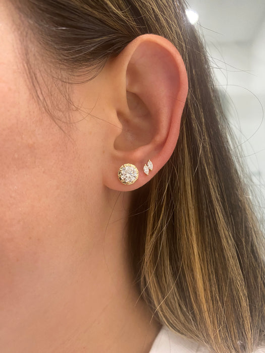 14K Gold 2.00 CTW Lab Diamond Bezel Stud Earrings