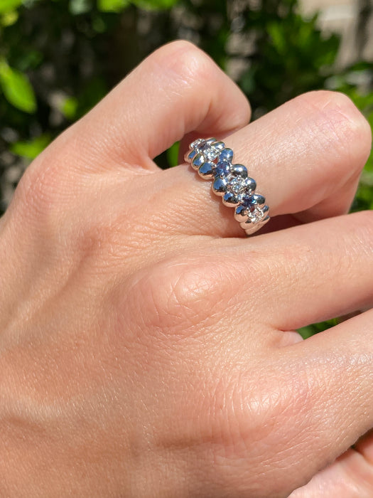 Vintage Platinum 900 Alexandrite & Diamond Flower Ring