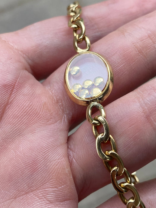 18K Vintage Emerald & Diamond Floating Charm Bracelet