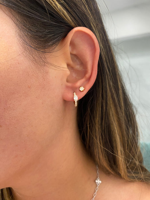14K Lab Diamond Oval Huggie Earrings