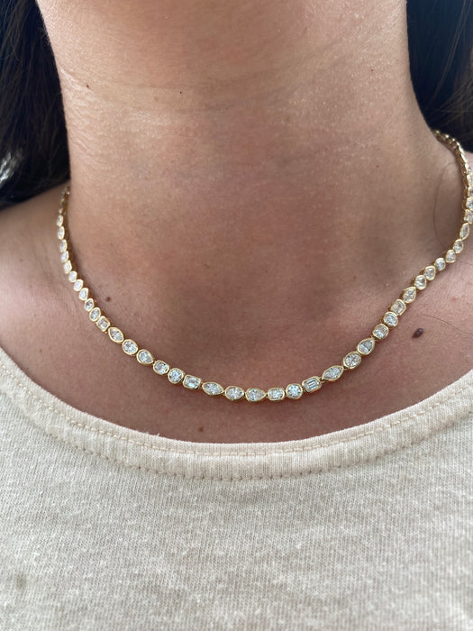 14K Gold Multi-Shape Lab Diamond Tennis Necklace – 10.0 CTW D/VS