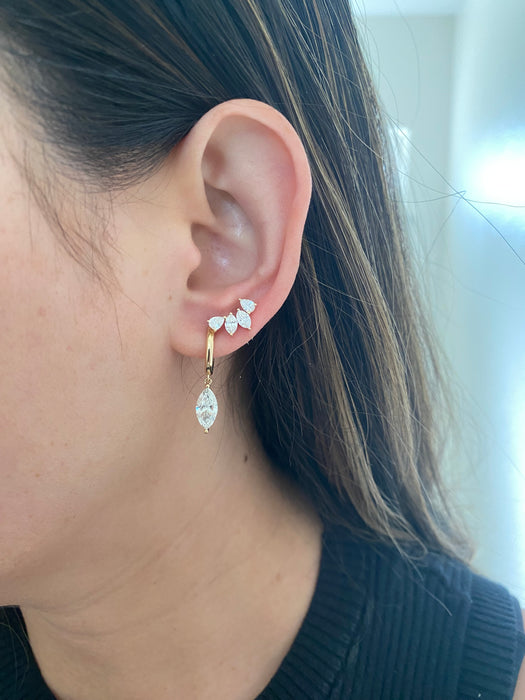 14k 1.3 carats lab pear diamond stud earrings