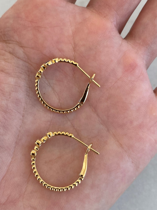 14K Gold Bubble Bezel Set Rainbow Hoop Earrings