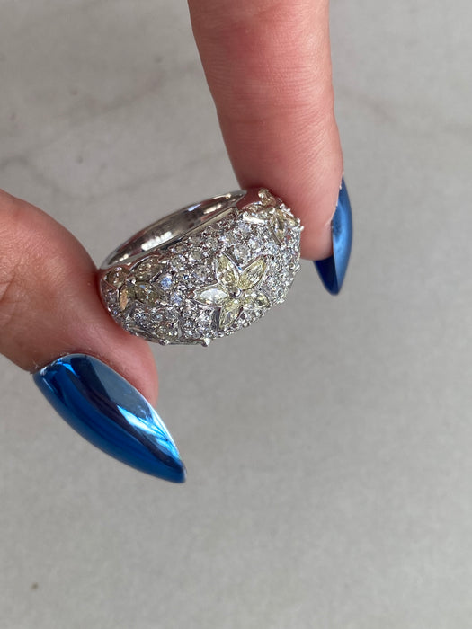 Vintage 18K Gold Diamond Bombe Star Ring – 2.75 TCW