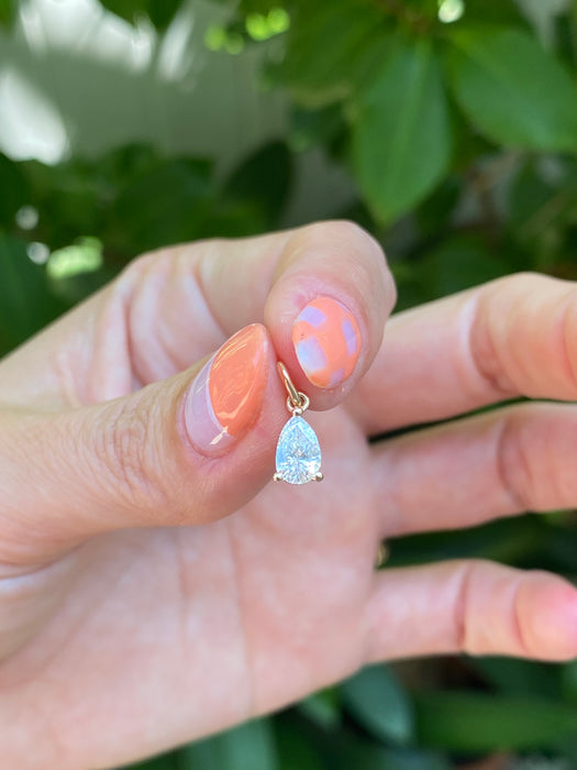 14k 1.04 tcw lab pear diamond pendant