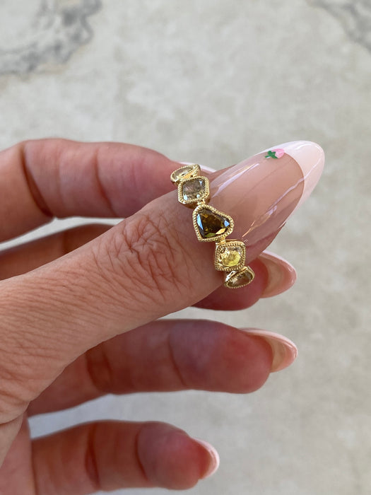 18K Natural Yellow & Champagne Diamond Multi-Shape Bezel Ring
