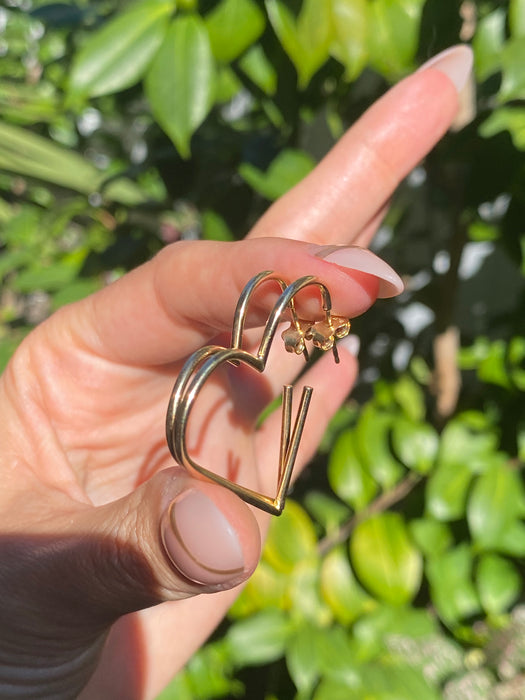 14k heart hoop earrings