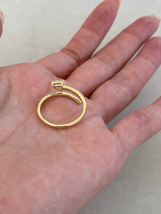 14K Pear Diamond Wrap Ring
