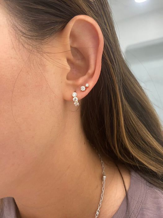 14K Gold Lab Diamond Double Round Flat Back Stud Earring – Single