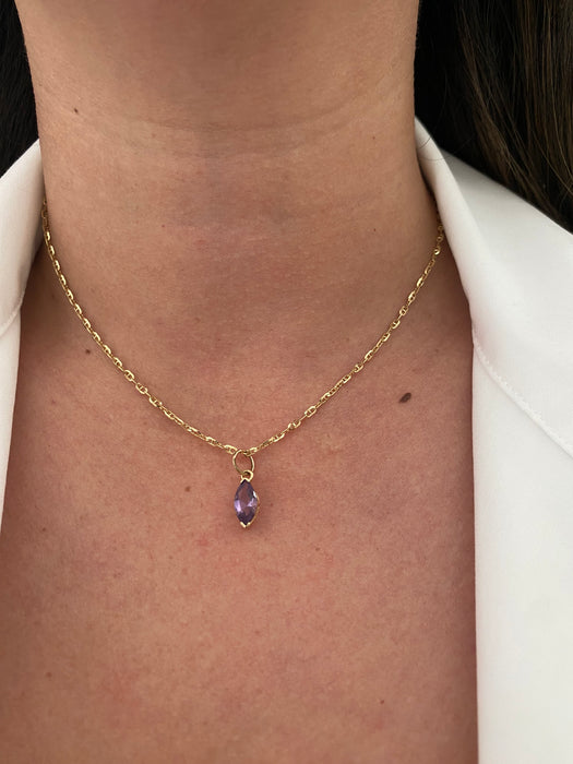 14k marquise amethyst charm pendant