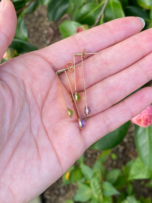 14k peridot and amethyst earrings