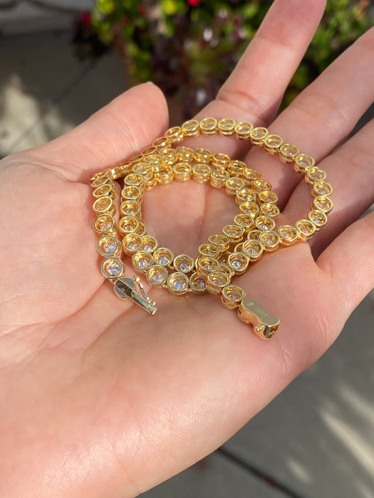 18k bezel set 10.06 tcw diamond tennis necklace