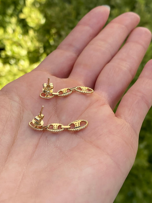 14k croissant diamond mariner link earrings