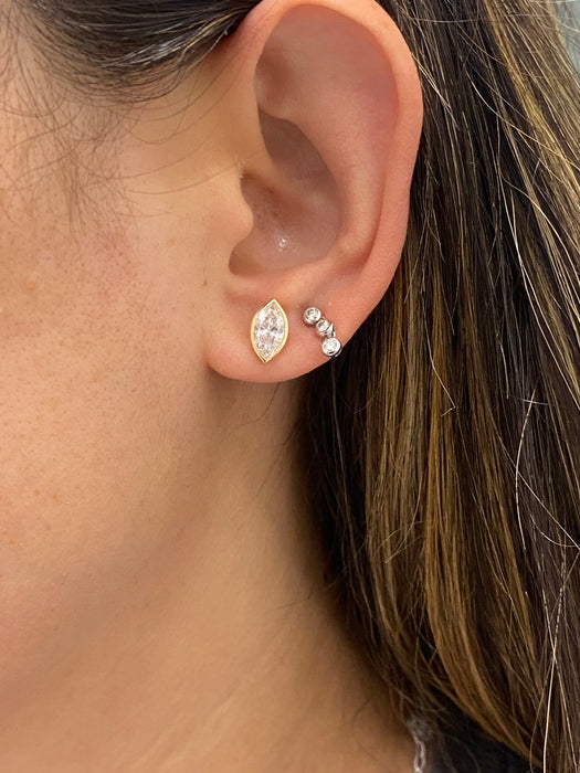 14K Gold Bezel Set Marquise Cut Lab Diamond Stud Earrings – 1.50 CTW