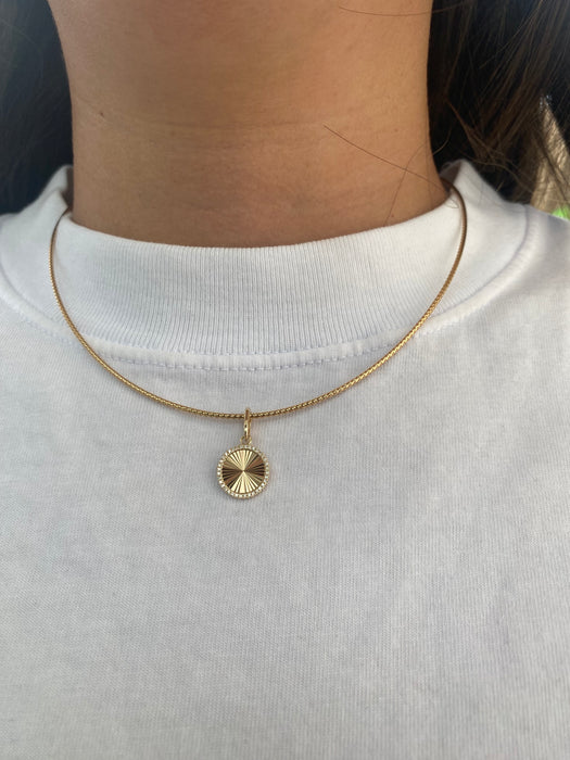 14K Gold Fluted Diamond Disc Charm